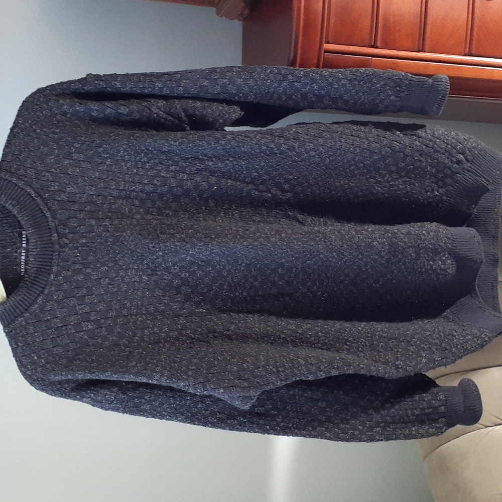 Geoffrey Beene Sz XL grey Wool Blend long sleeve textured  Crewneck sweater.